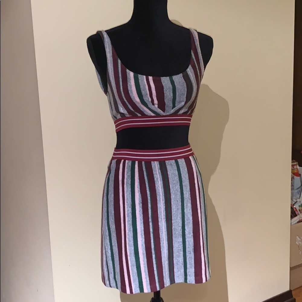 Striped Maroon Two Piece Set